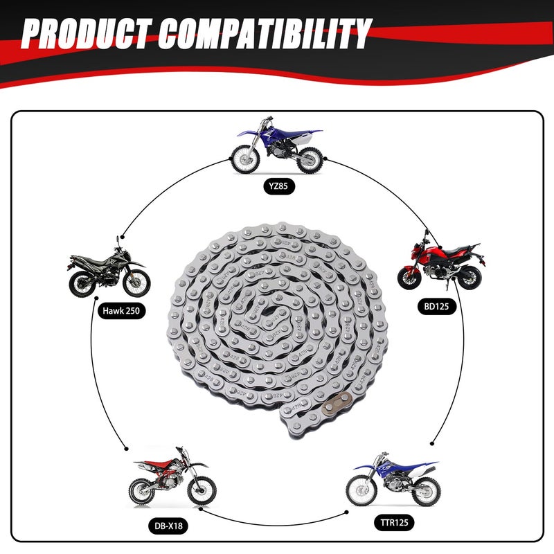 KAMIER 428 Motorcycle Chain 132 Links with Chain Breaker for TTR125 TTR225 Hawk 250 Boom Vader 125 Apollo RFZ TaoTao Coleman 110cc 125cc 150cc Pit Dirt Bike 4 Wheeler ATV Quad Go Kart Heavy Duty Parts - Image 2